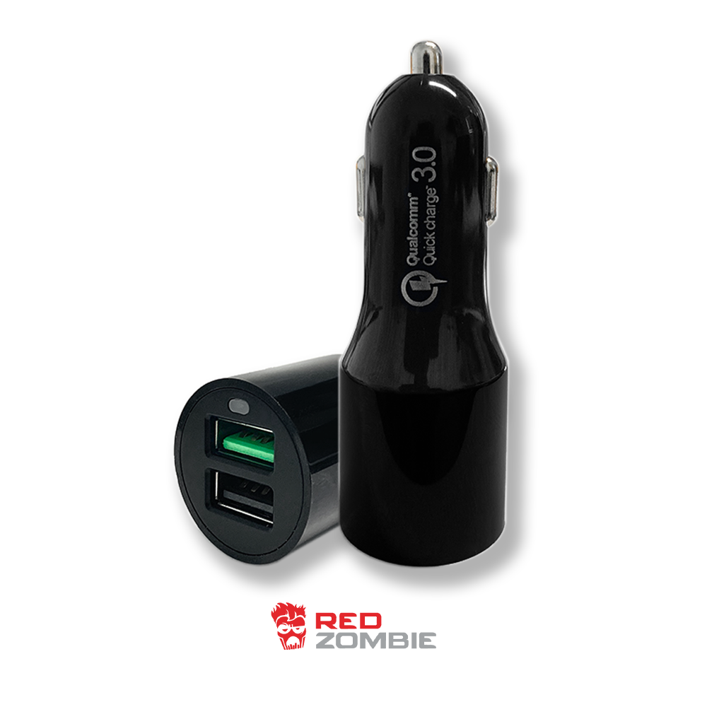 Fast Car Charger (Qualcomm Quick Charge 3.0) - Dual Port – Red Zombie